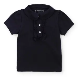 Jane Girls' Pima Cotton Short Sleeve Polo Shirt - Navy