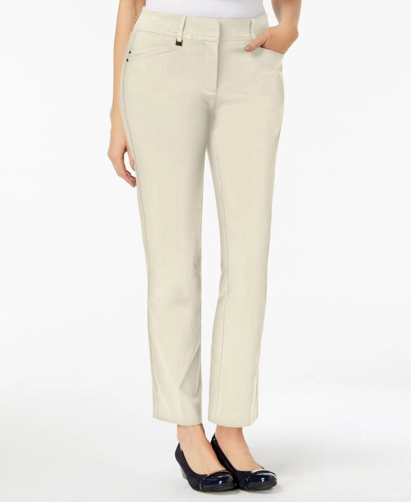 JM Collection Women's Curvy Fit Straight Leg Pants