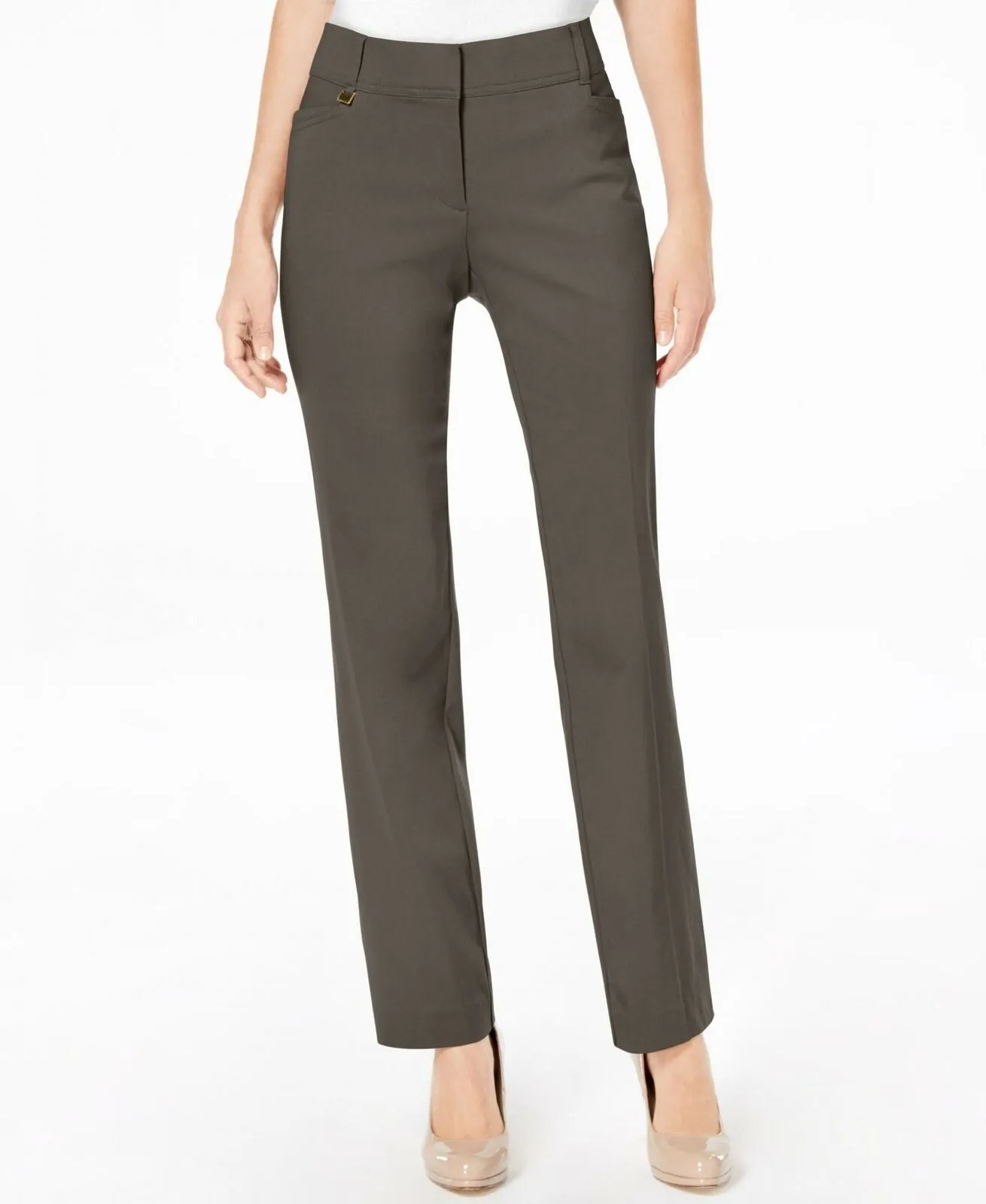 JM Collection Women's Curvy Fit Straight Leg Pants