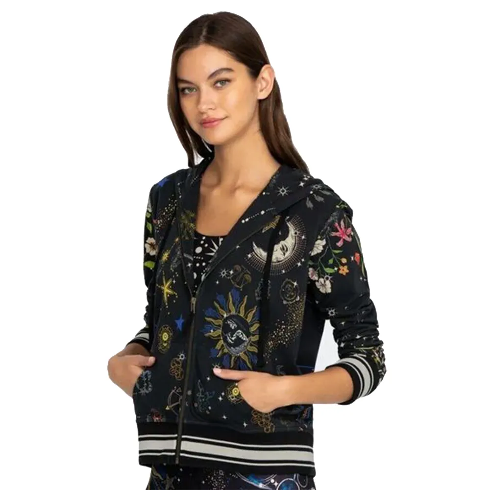 Johnny Was Celestine Sleepwear Sleep Robe Black Home Loungewear Sun Stars NEW