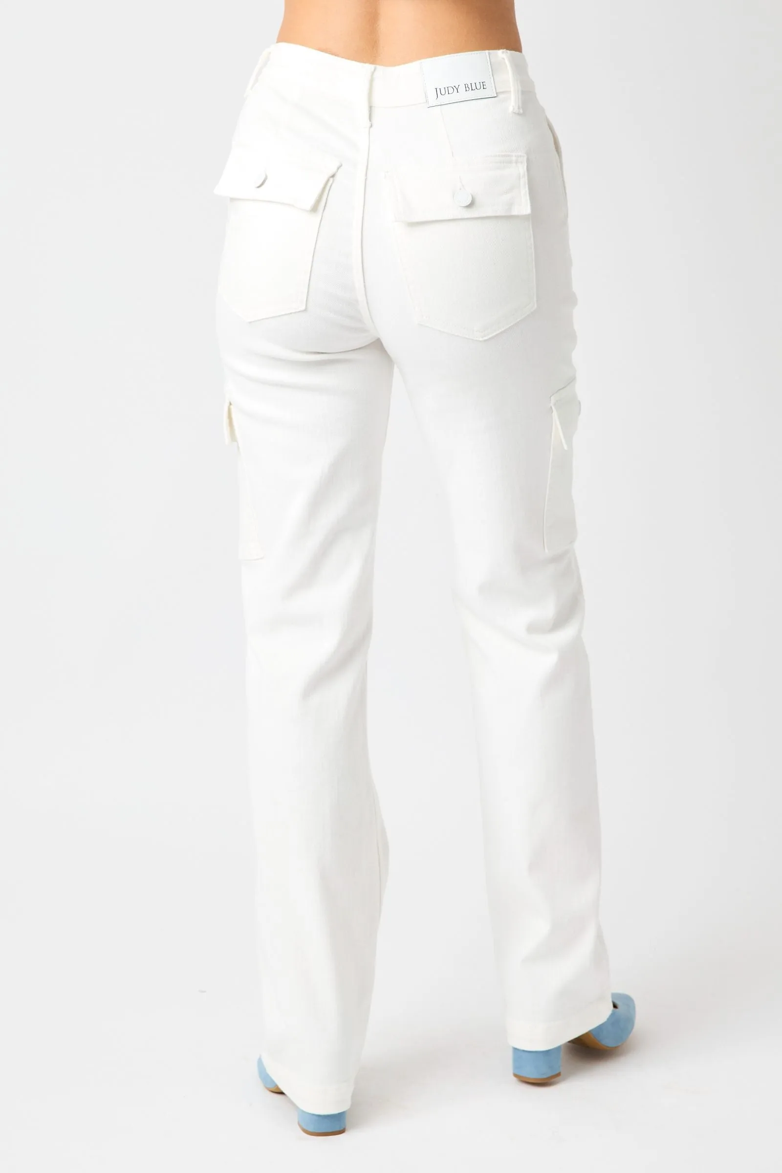 Judy Blue High Waist Cargo Pants in White