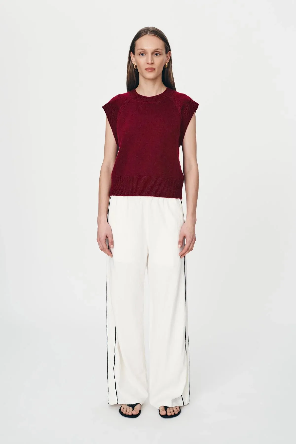 Kaia Linen Straight Pants -Bone