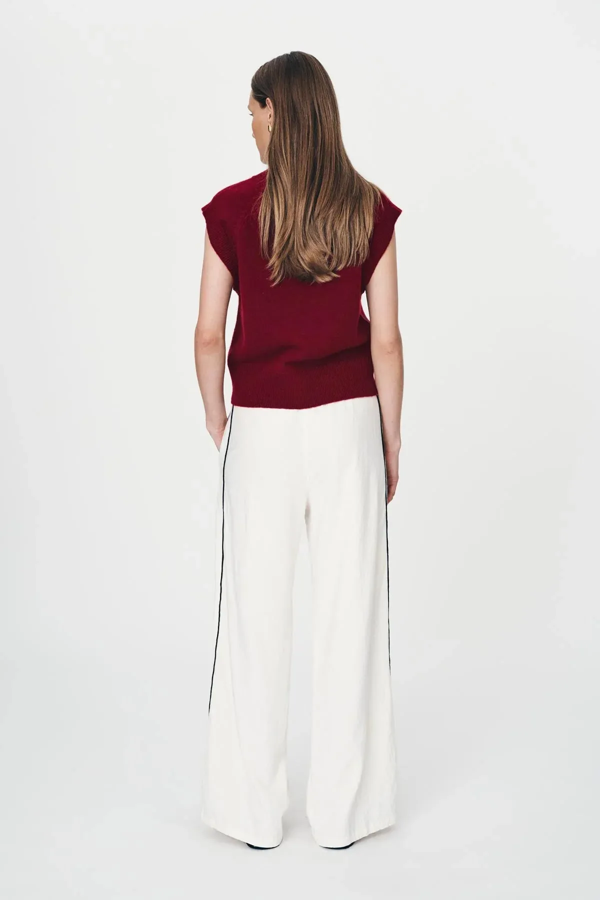 Kaia Linen Straight Pants -Bone