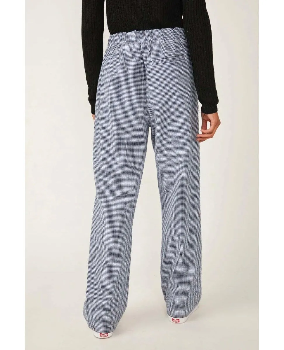 Kate Plaid Straight Leg Navy