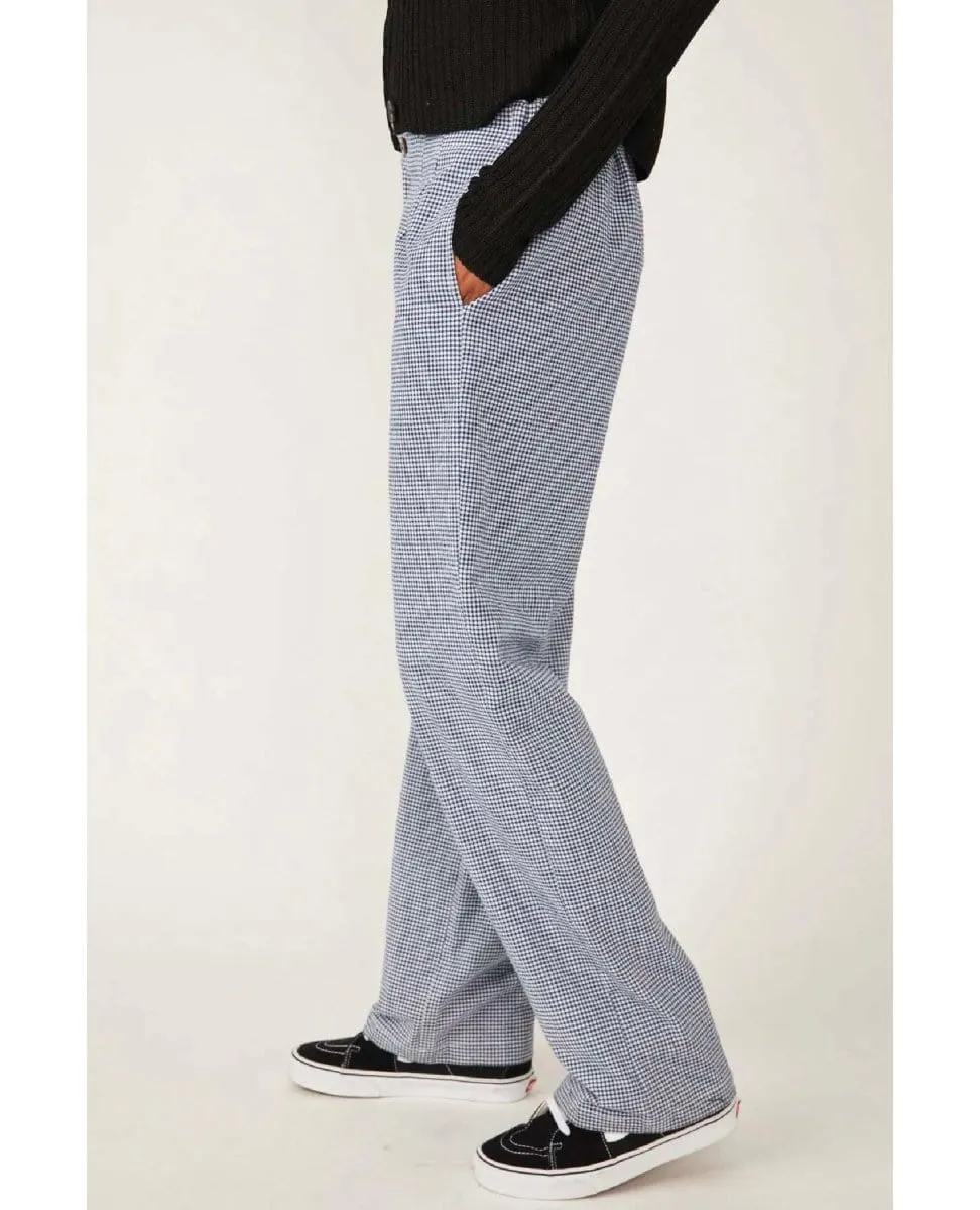 Kate Plaid Straight Leg Navy