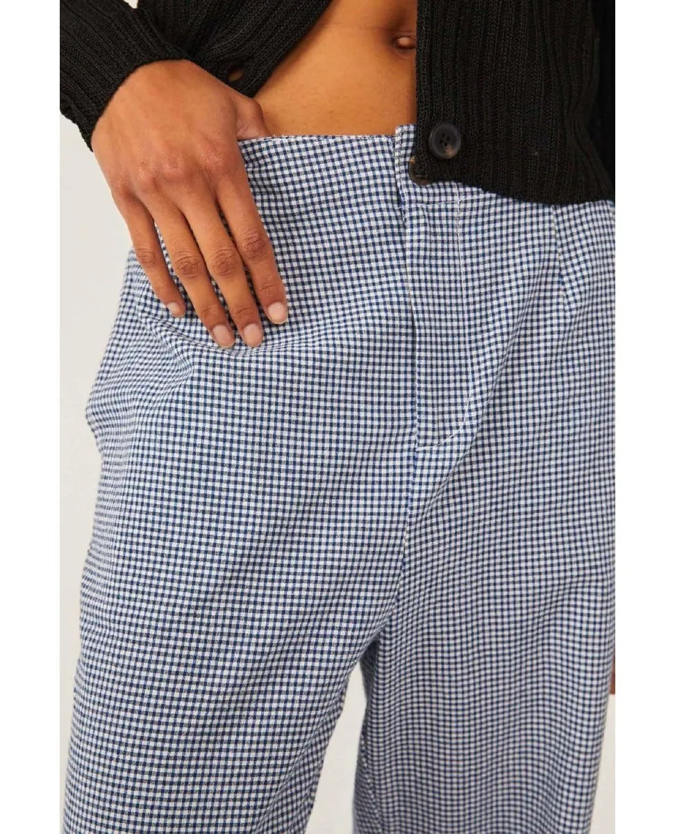 Kate Plaid Straight Leg Navy