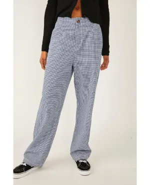 Kate Plaid Straight Leg Navy