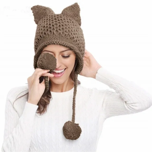 Kawaii Cat Ears Knit Hat