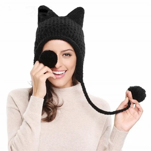 Kawaii Cat Ears Knit Hat