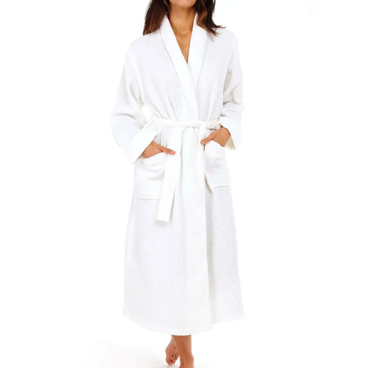 Kayanna Waffle Shawl Long Spa Robe