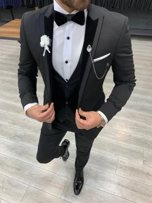 Keene Black Velvet Peak Lapel Tuxedo - The Pinnacle of Formal Elegance