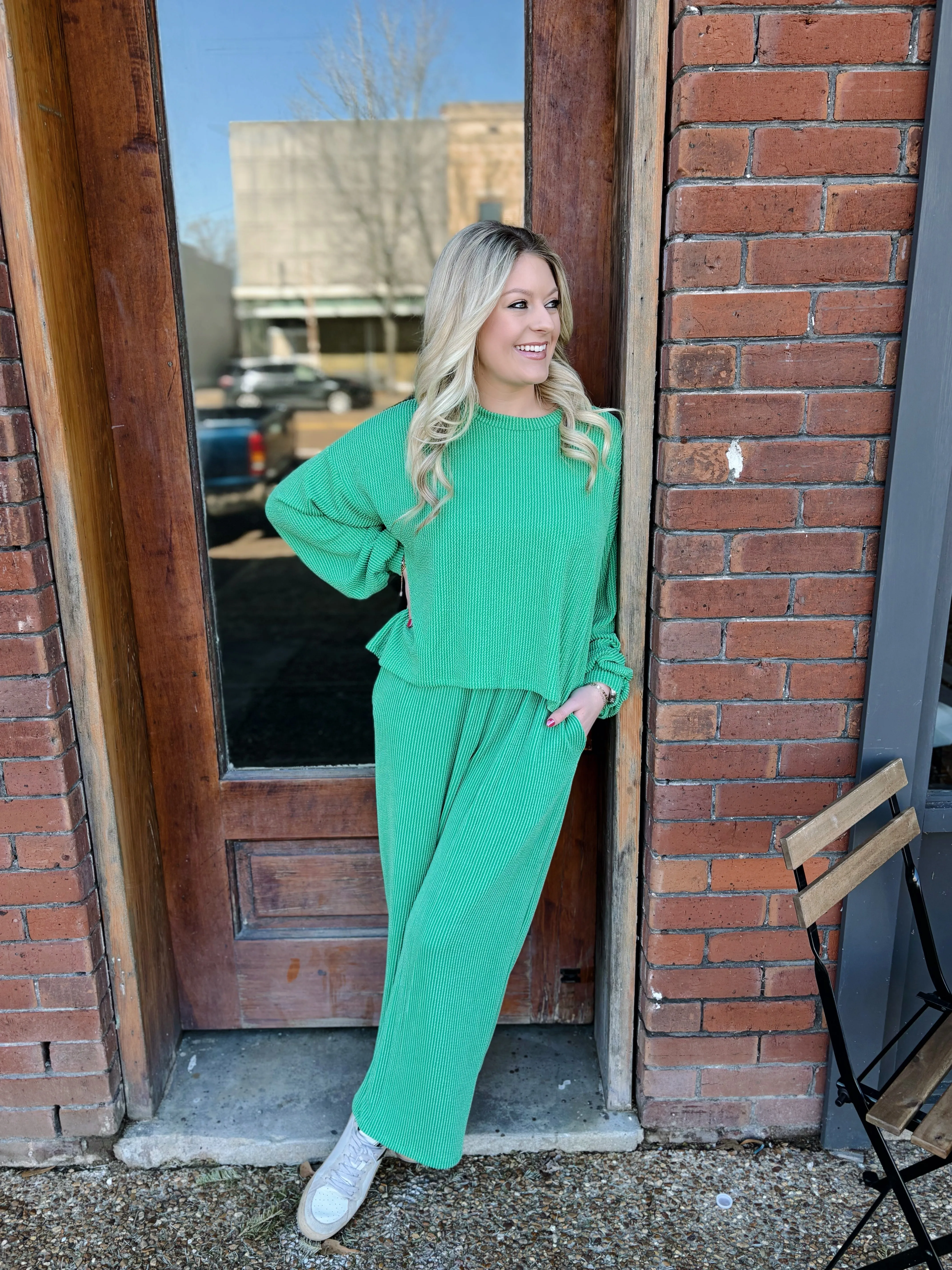Kelly Green Take Me Back Ribbed Top