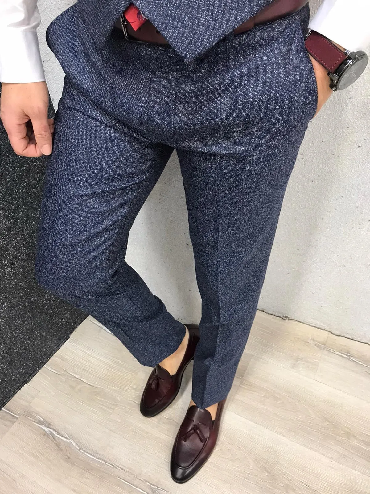 Kenzie Navy Blue Slim Fit Wool Suit - Elegance Meets Versatility