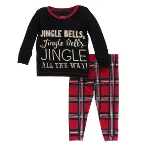 Kickee Pants Print Long Sleeve Pajama Set (Jingle Bells)