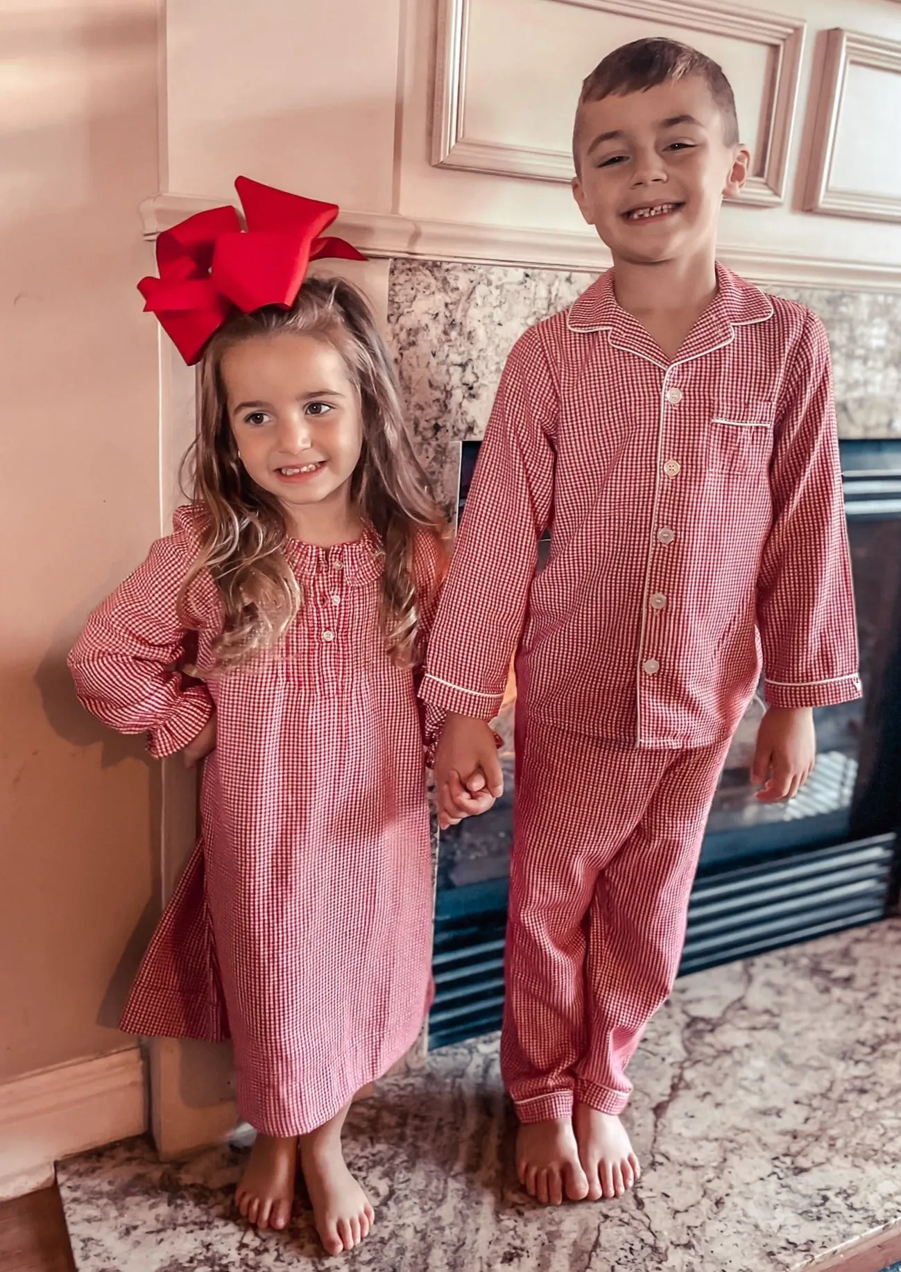 Kids Classic Pajamas Red Mini Gingham
