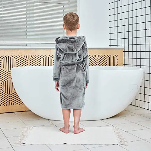 Kids Soft Hooded Flannel Robe with Sleep Mask