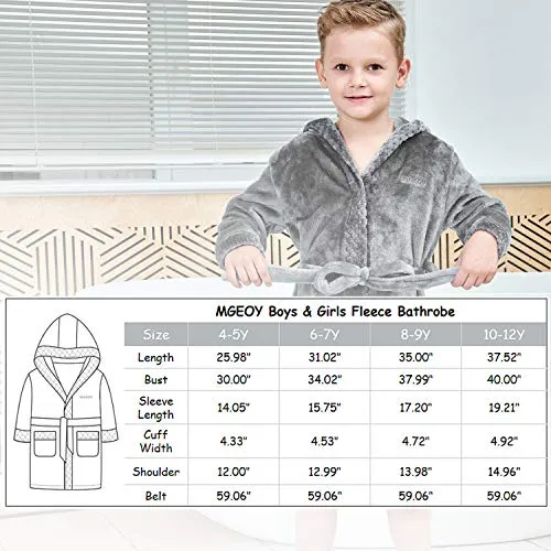 Kids Soft Hooded Flannel Robe with Sleep Mask