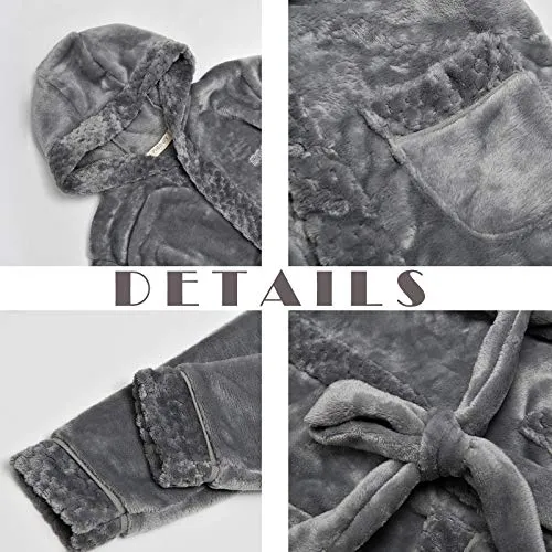 Kids Soft Hooded Flannel Robe with Sleep Mask