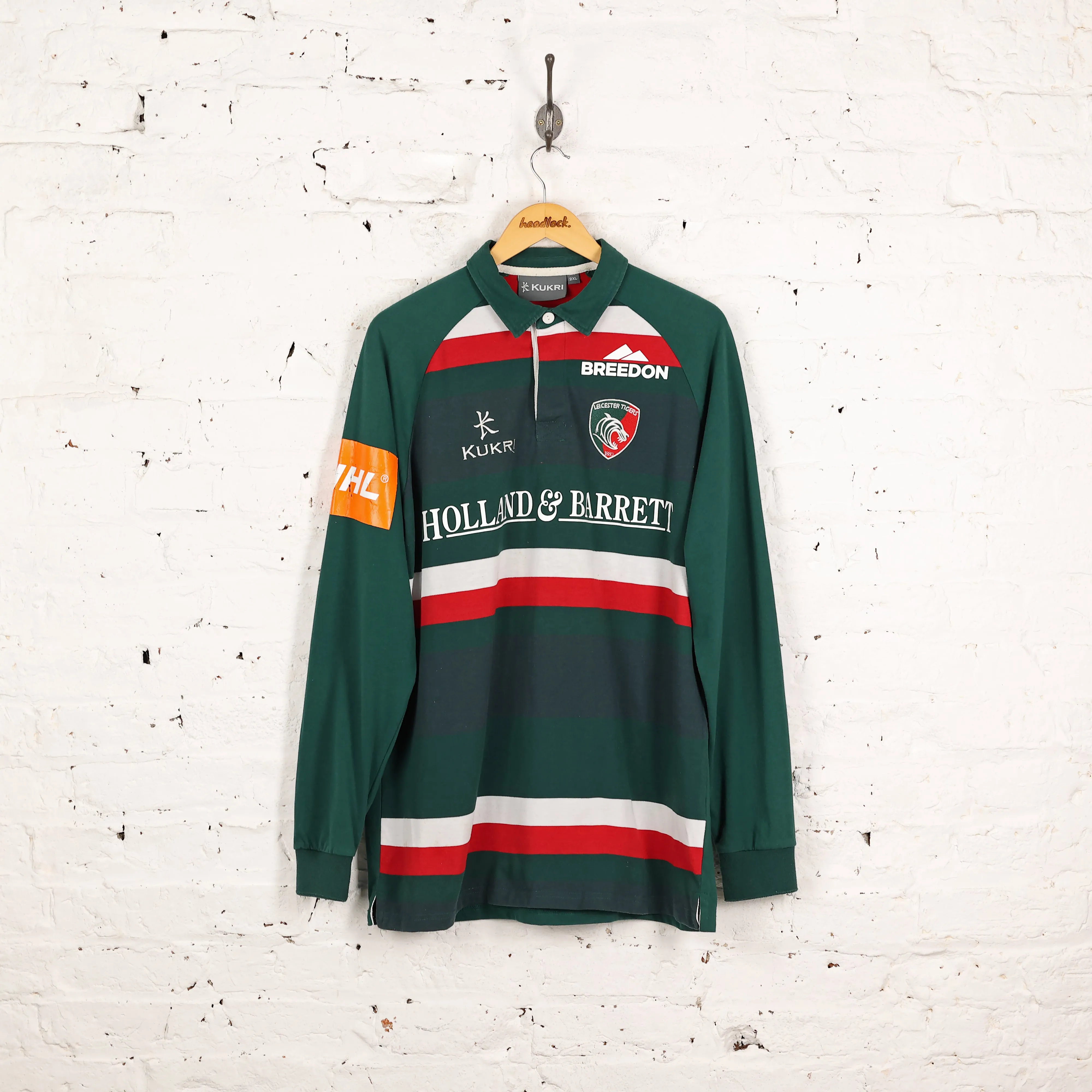 Kukri Leicester Tigers Long Sleeve Rugby Shirt - XXL - Green