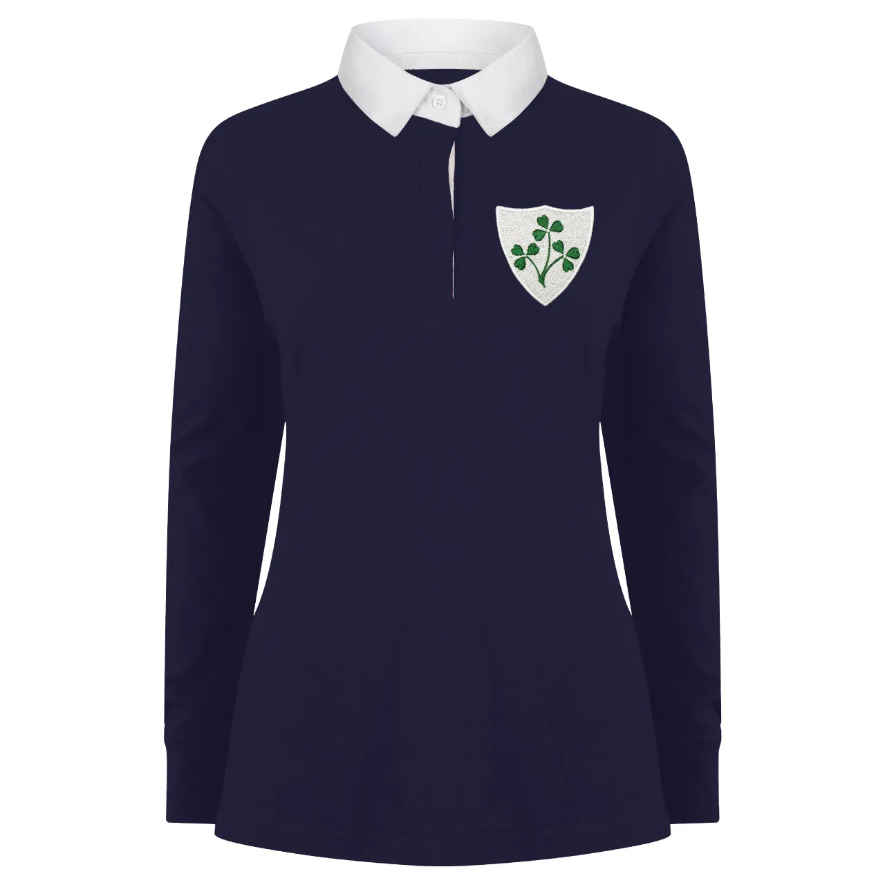 Ladies Ireland EIRE Rugby Vintage Style Long Sleeve Rugby Shirt with Free Personalisation
