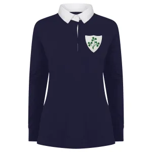 Ladies Ireland EIRE Rugby Vintage Style Long Sleeve Rugby Shirt with Free Personalisation