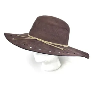 Ladies Wide Brim Faux Suede - O/S