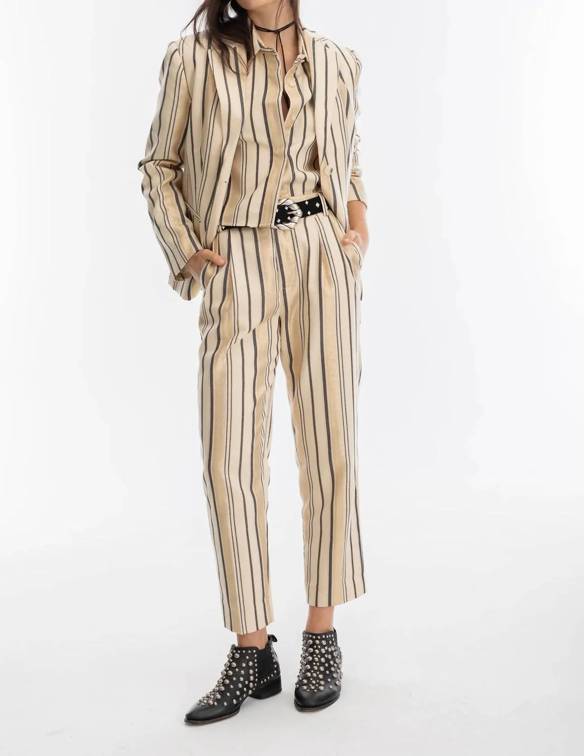 Lanhtropy - Rome Jacquard High Waist Pants
