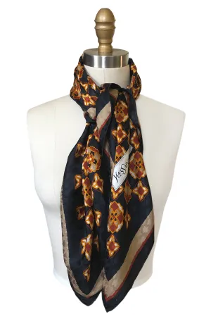 Large 1970s Yves Saint Laurent Geometric Print Silk Scarf