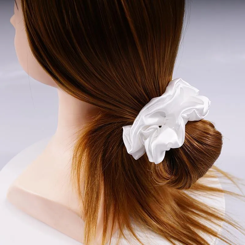 Large Silk Scrunchie Fluffy - White