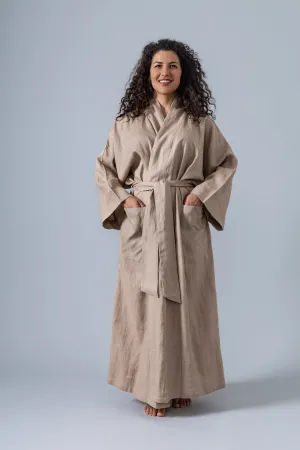 Linen Kimono Robe - Ecru