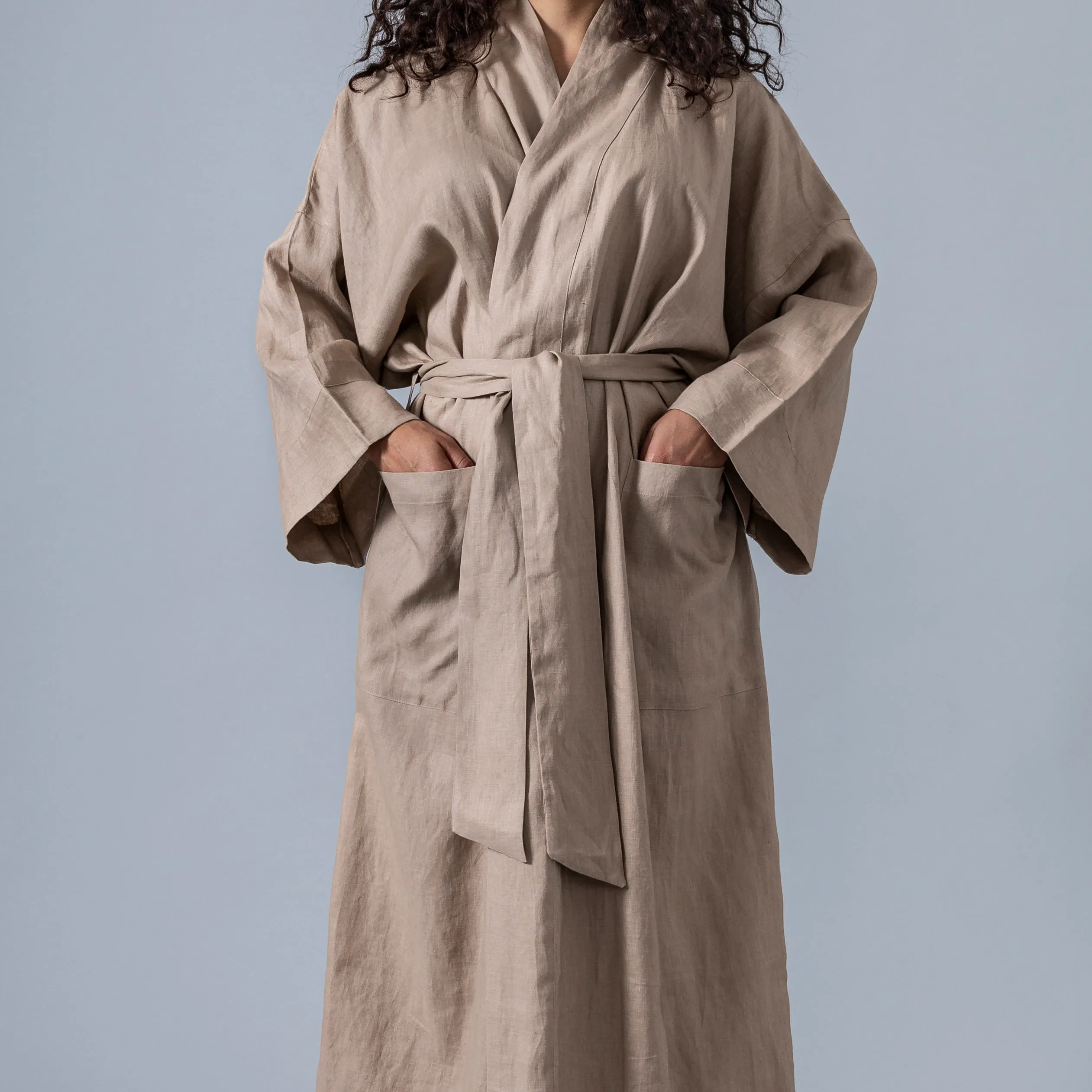 Linen Kimono Robe - Ecru