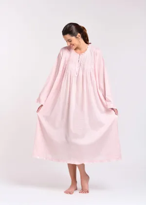Long Sleeve Nightie - Soft Pink Gingham