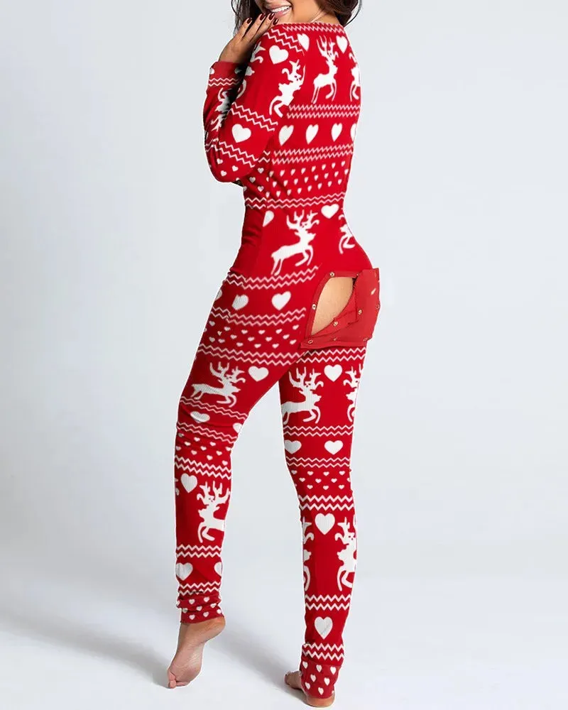 Long Sleeve Pajama Jumpsuit Sleepwear