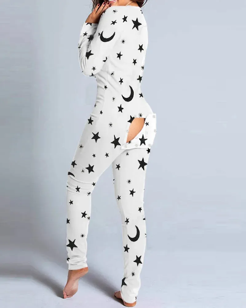 Long Sleeve Pajama Jumpsuit Sleepwear