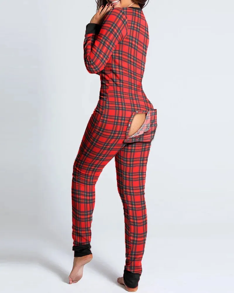 Long Sleeve Pajama Jumpsuit Sleepwear
