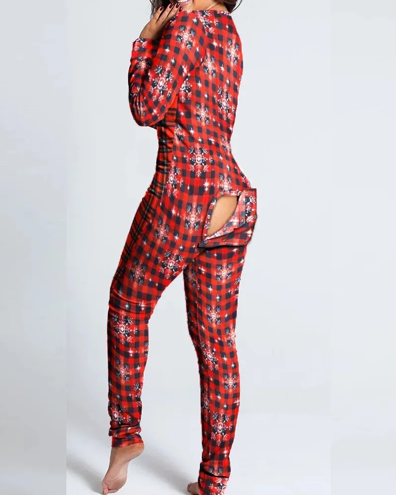 Long Sleeve Pajama Jumpsuit Sleepwear