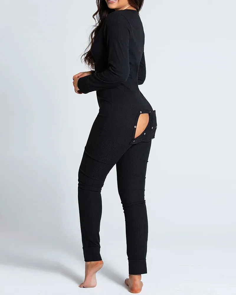 Long Sleeve Pajama Jumpsuit Sleepwear