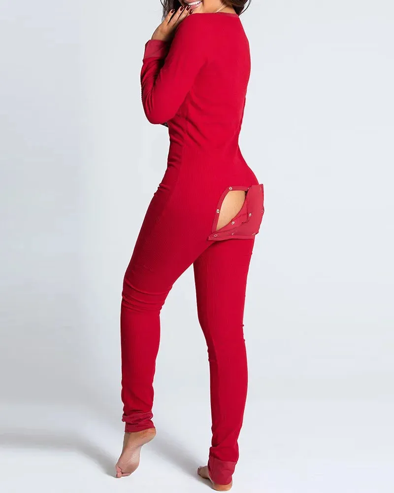 Long Sleeve Pajama Jumpsuit Sleepwear