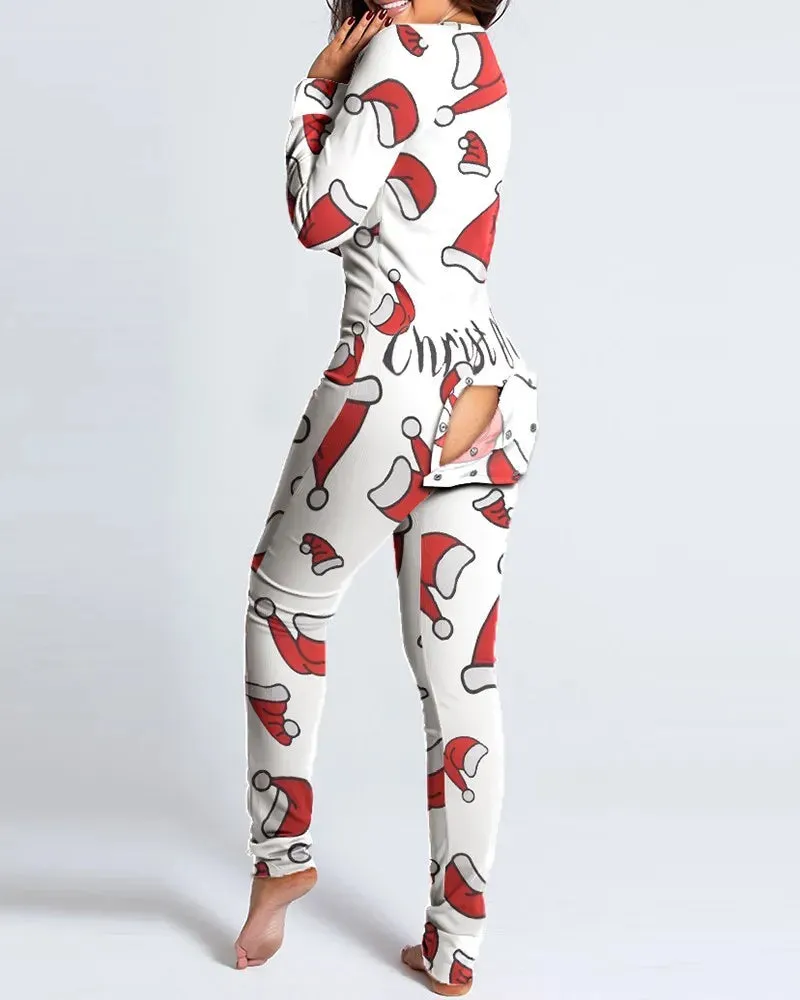 Long Sleeve Pajama Jumpsuit Sleepwear