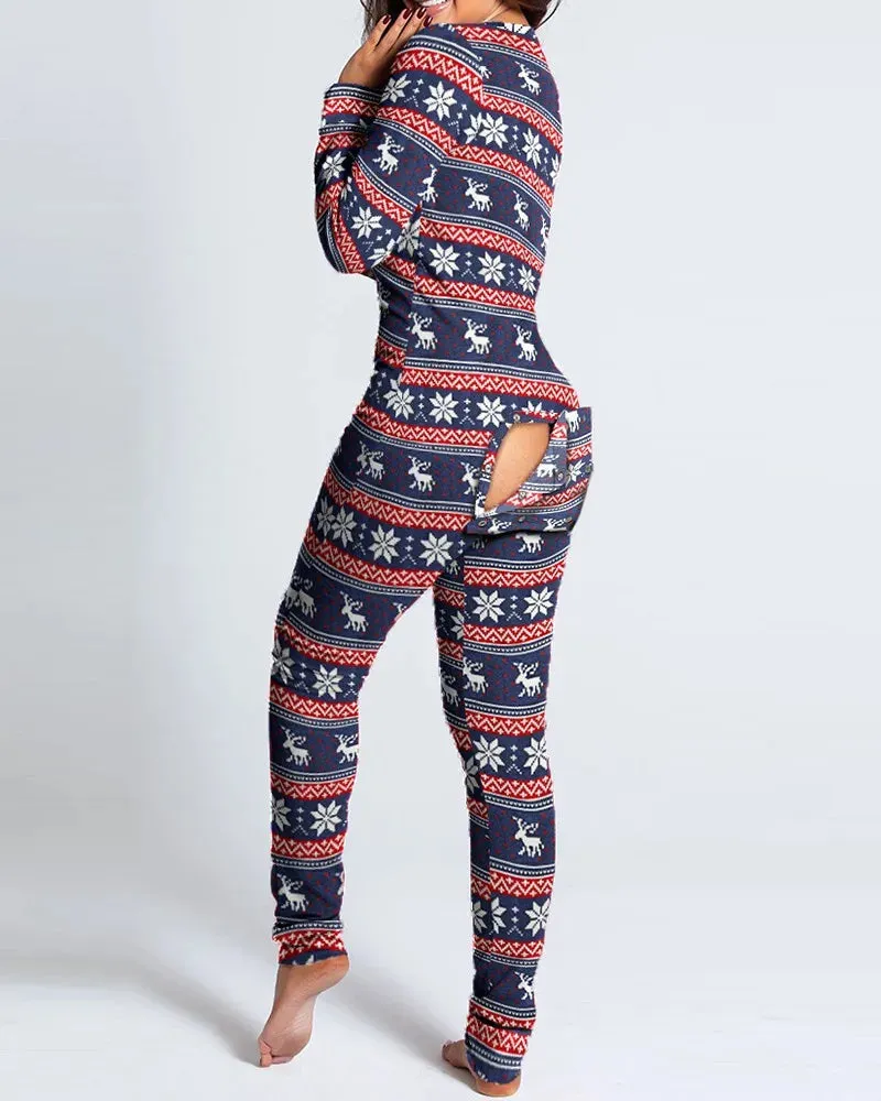 Long Sleeve Pajama Jumpsuit Sleepwear