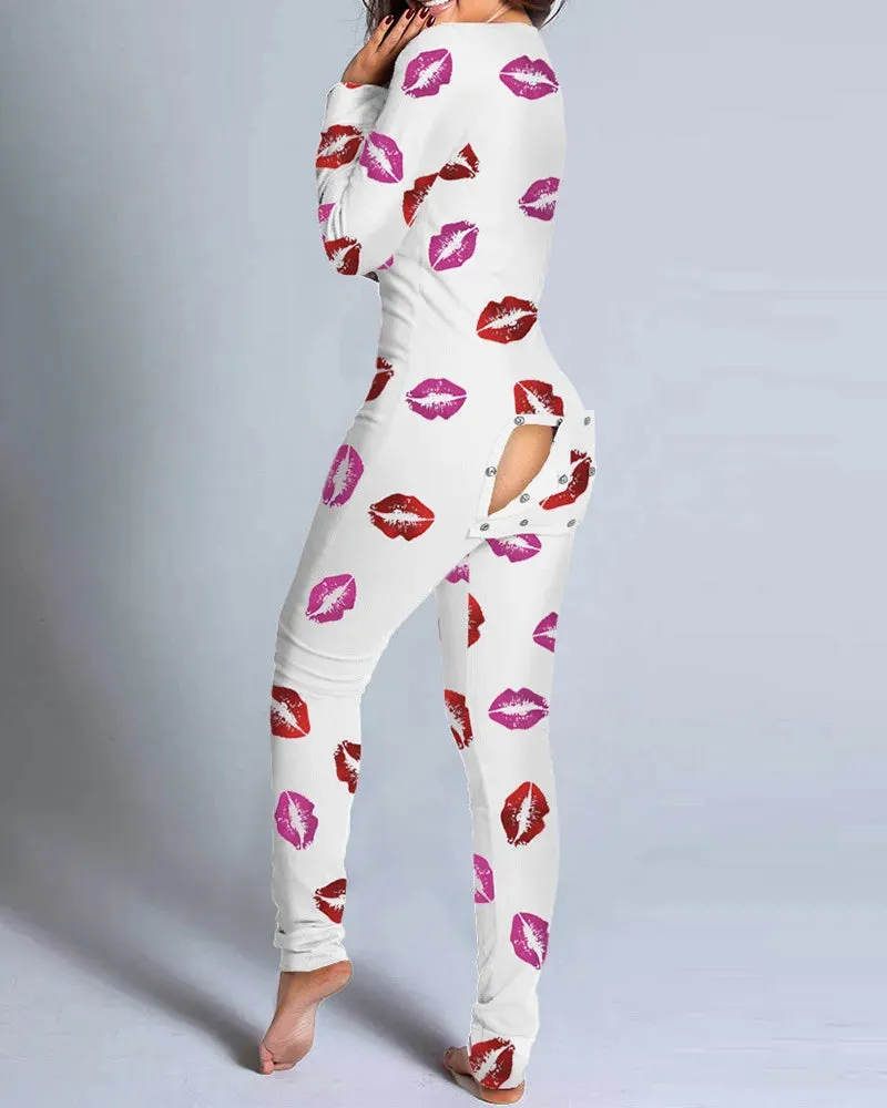 Long Sleeve Pajama Jumpsuit Sleepwear
