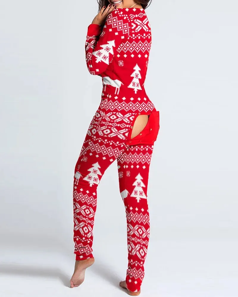 Long Sleeve Pajama Jumpsuit Sleepwear