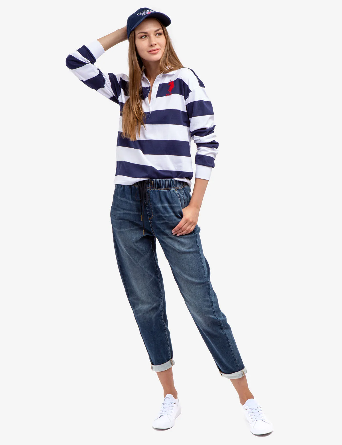 LONG SLEEVE RUGBY STRIPE POLO SHIRT