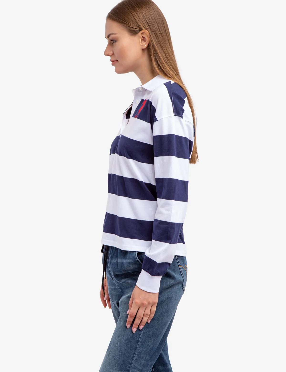LONG SLEEVE RUGBY STRIPE POLO SHIRT