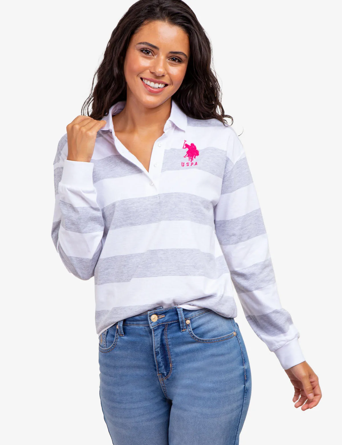 LONG SLEEVE RUGBY STRIPE POLO SHIRT