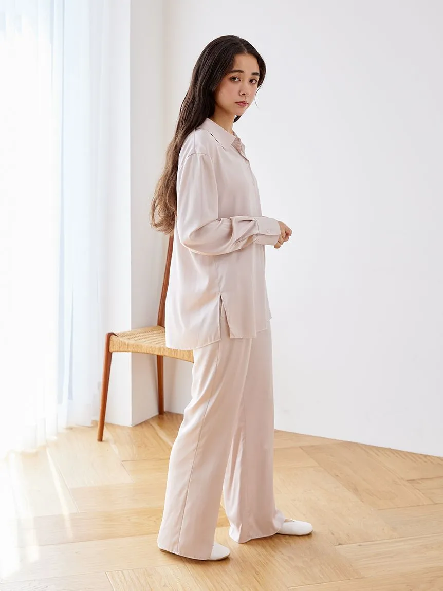 Long Sleeve Satin Sleepwear Blouse