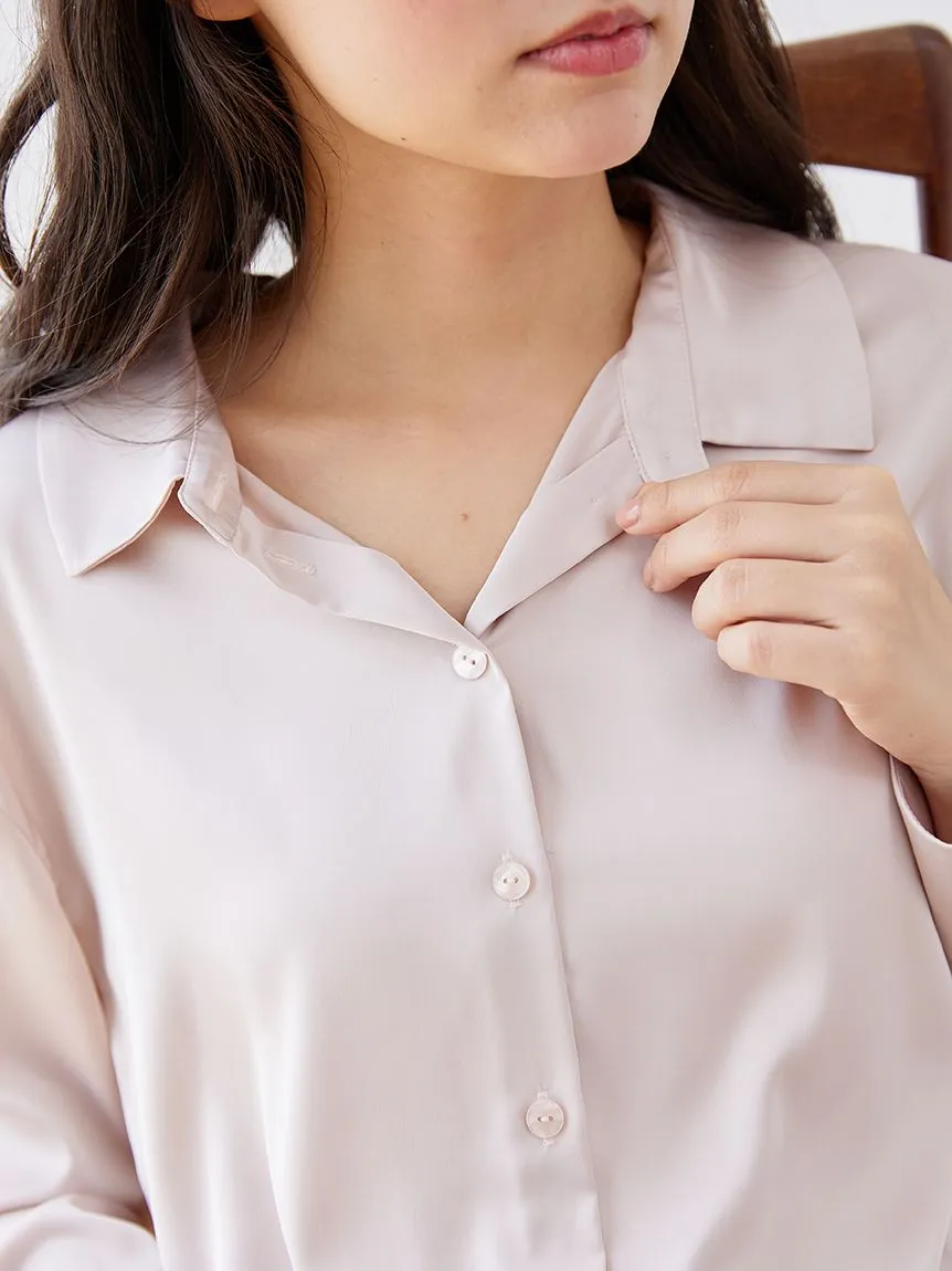 Long Sleeve Satin Sleepwear Blouse