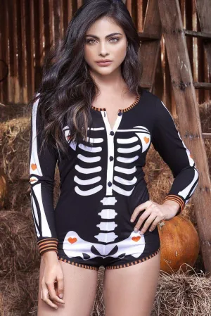 Long Sleeve Skeleton Romper