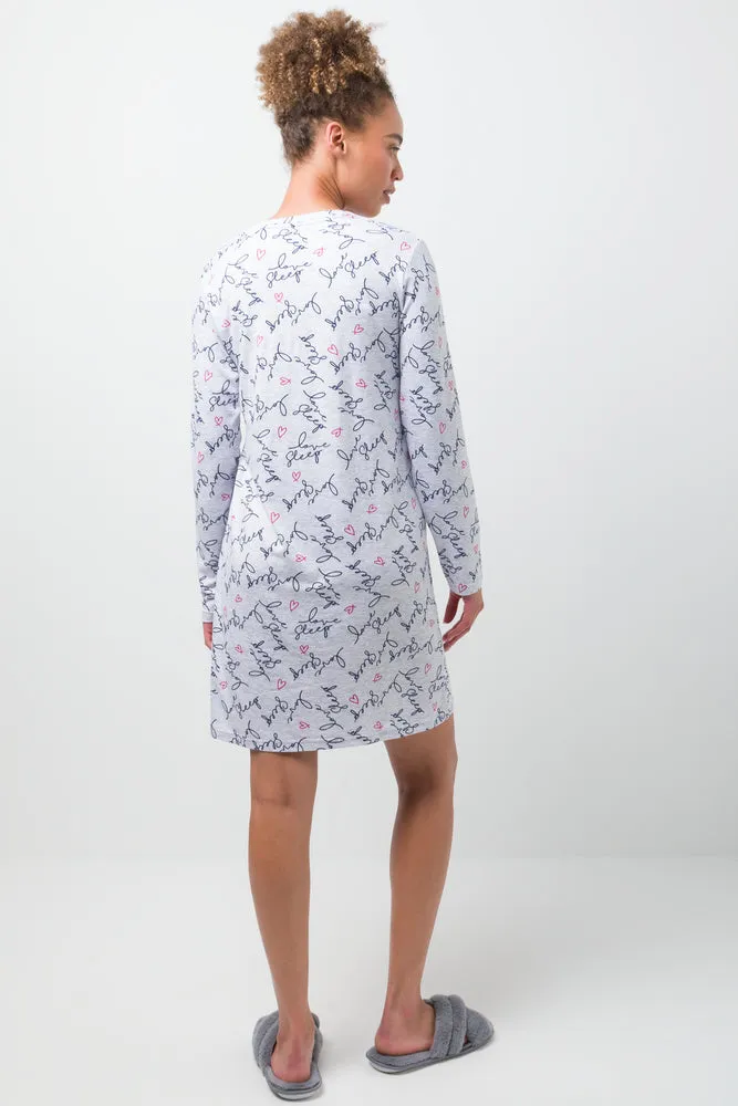 Long Sleeve Sleepshirt Grey