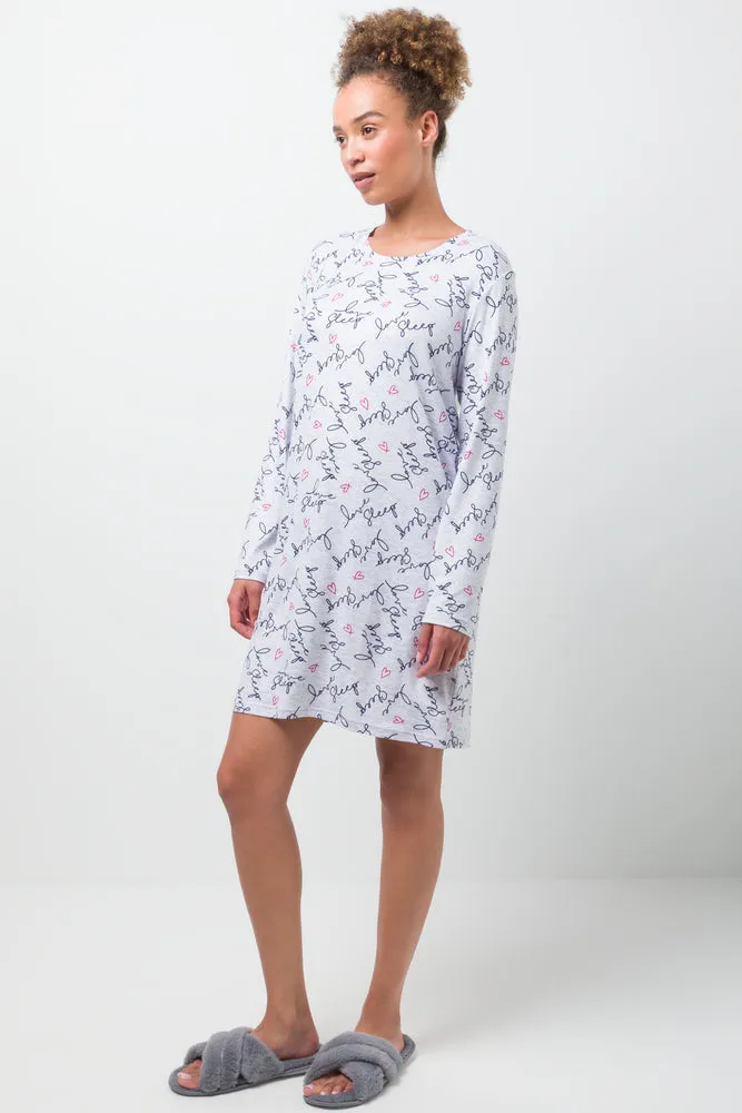 Long Sleeve Sleepshirt Grey